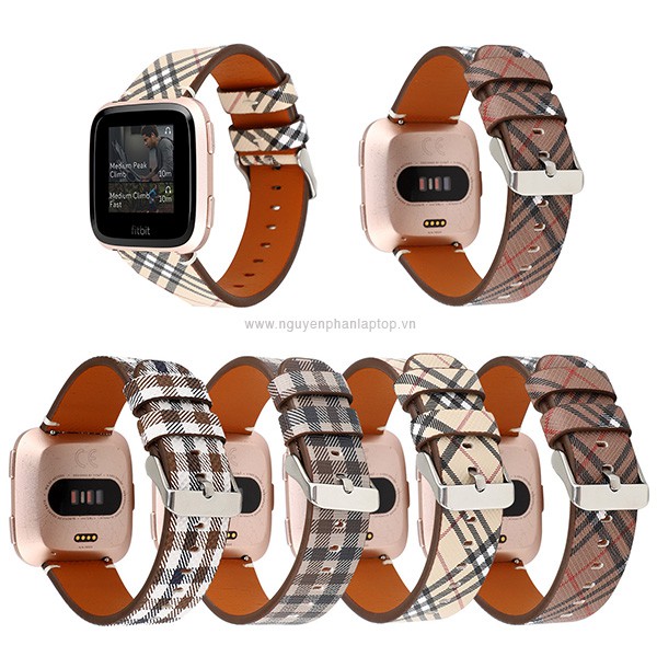 Dây Da Sọc Caro Sang Trọng Dành Cho Fitbit Versa