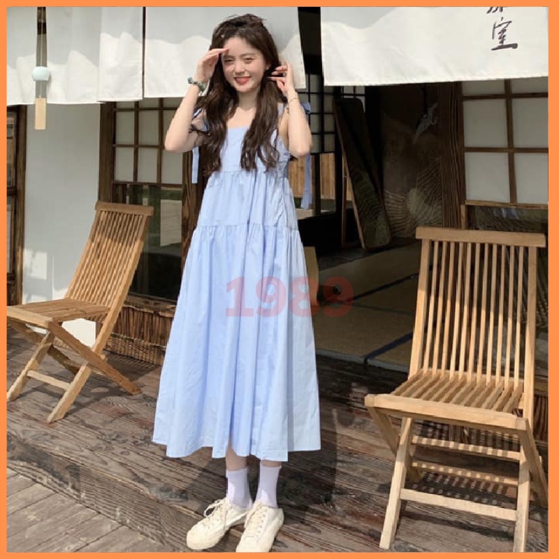 Váy babydoll 2 dây buộc nơ vai, Đầm 2 dây babydoll buộc nơ vai MÂY_1989