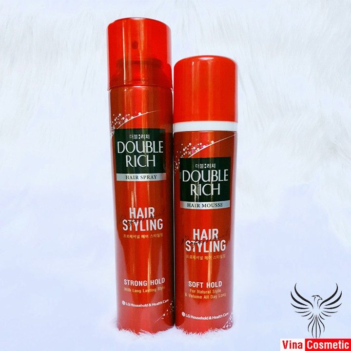 Keo Tạo Kiểu Tóc Double Rich Hair Spray 170ml/ Mousse Tạo Kiểu Tóc Double Rich Hair Spray 150ml