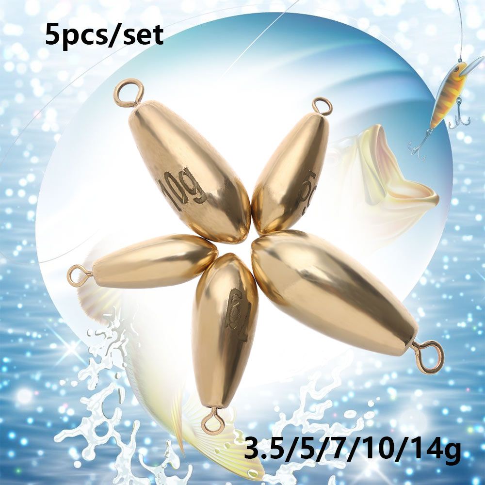 5 Cái chì câu cá hình tròn bằng đồng thau truyền thống chất lượng cao