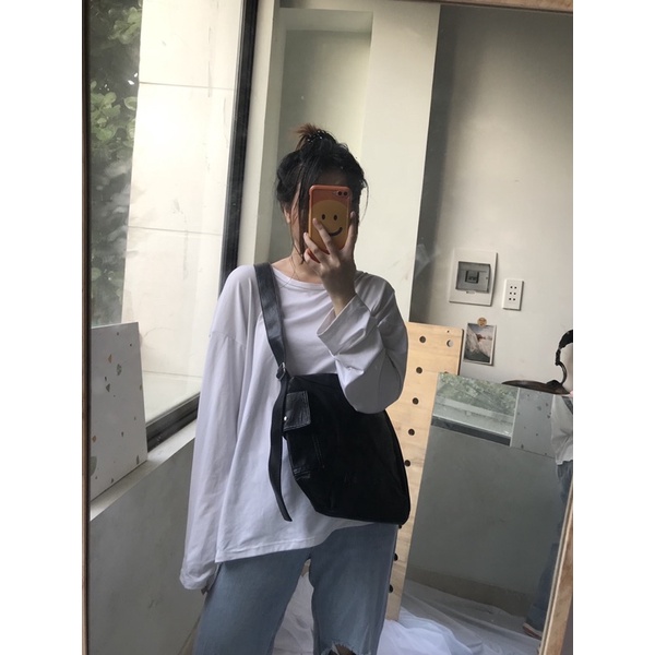 Túi đeo chéo da sần phong cách vintage thiết kế 2 túi phụ bên hông đẹp mắt (video + hình thật) MS 12