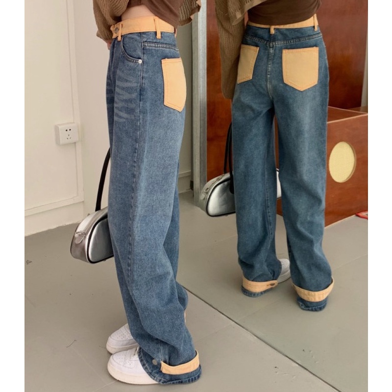 Quần jean ống rộng lưng cao dễ phối đồ thời trang mùa hè cho nữ