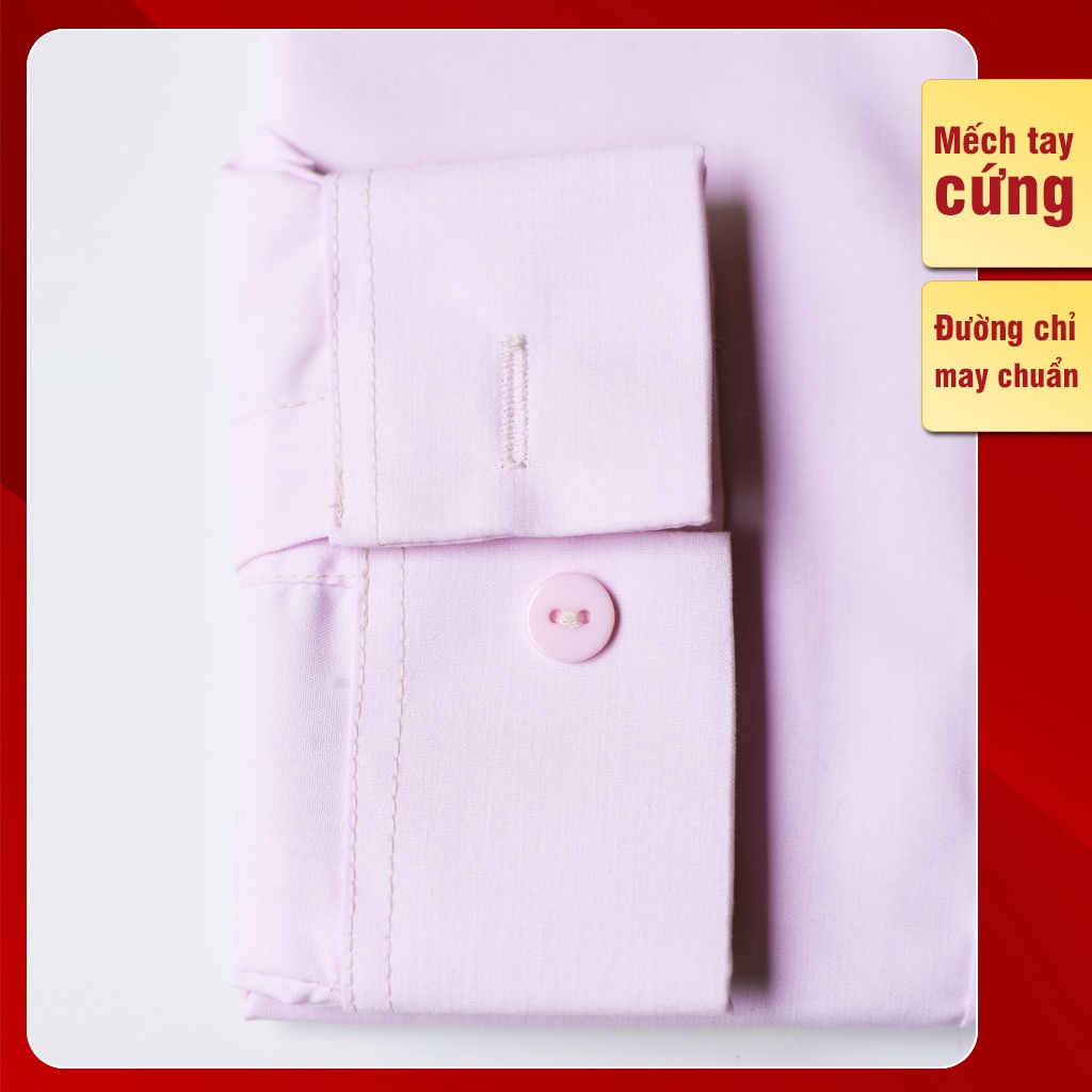 Áo sơ mi hồng Nữ dài tay, chất vải sơ mi lụa trơn mềm mịn theo phong cách công sở Hàn Quốc