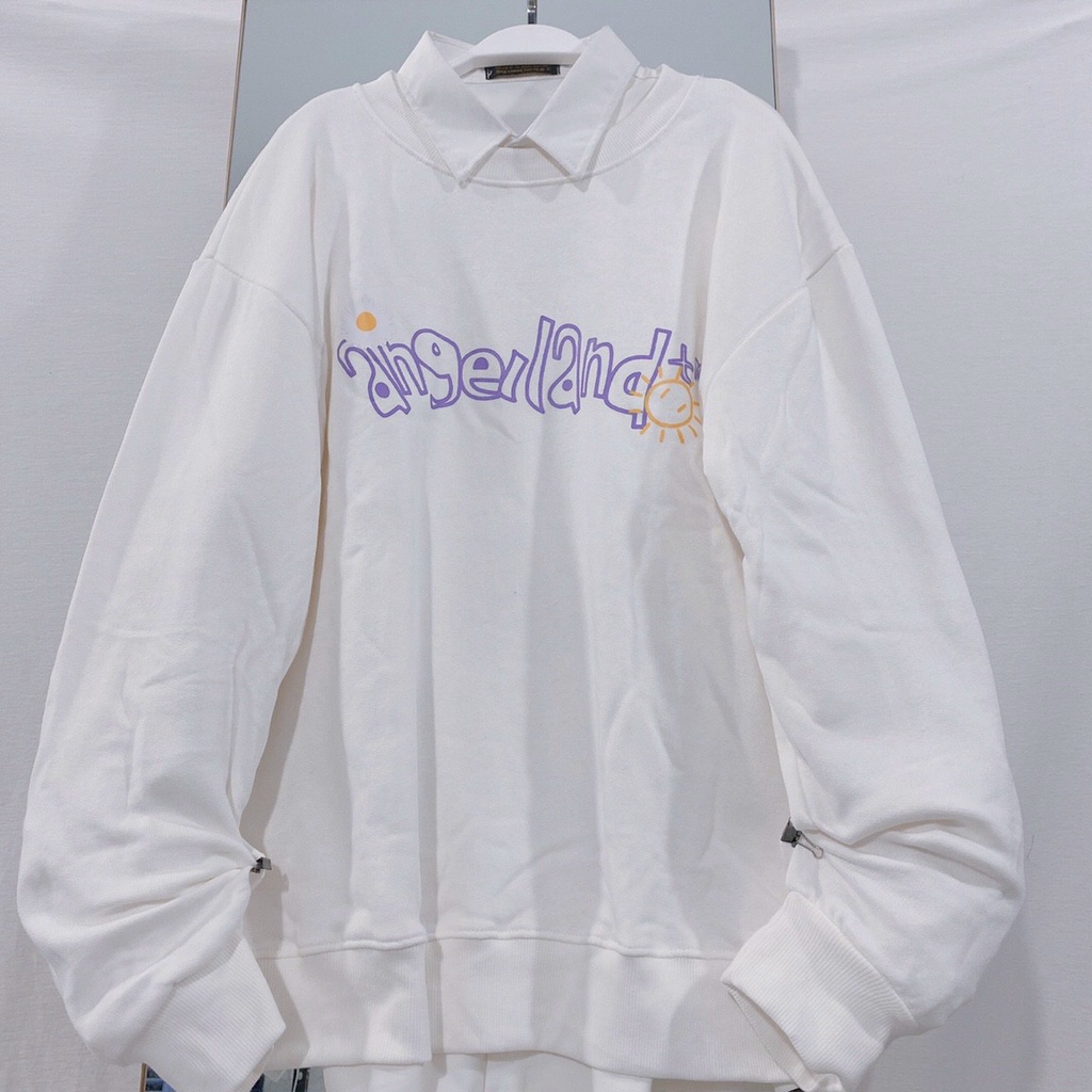Áo Sweater Tay Dài ANGEL LAND In Hoa Vải Nỉ Lót Bông Form Rộng Ulzzang Unisex