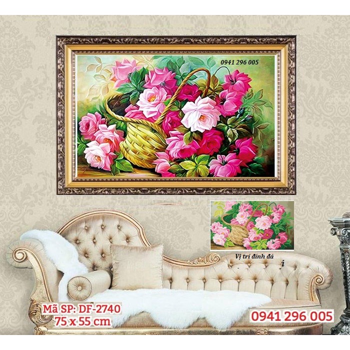 Tranh đính đá Hoa Hồng Khoe Sắc  - chưa đính đá