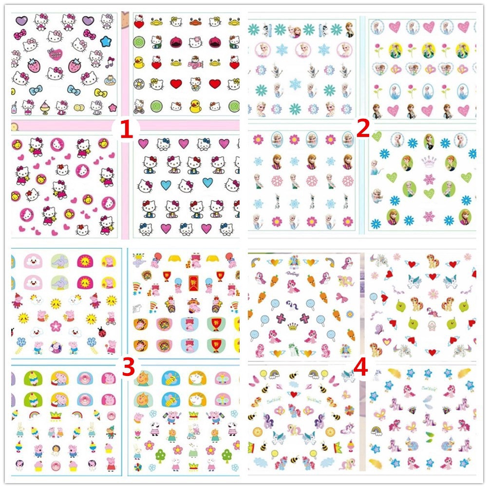 Nhãn dán móng DIY họa tiết hoạt hình dễ thương cho bé