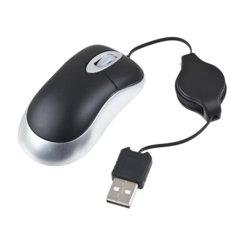 Chuột quang có dây rút cổng cắm USB kết nối với máy tính