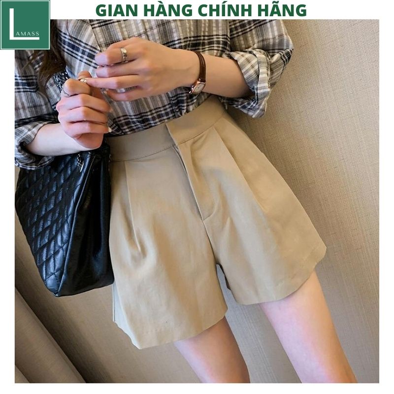 Quần short vải nữ 3 mầu kiểu dáng công sở ulzzang vintage hàn quốc -LAMASS
