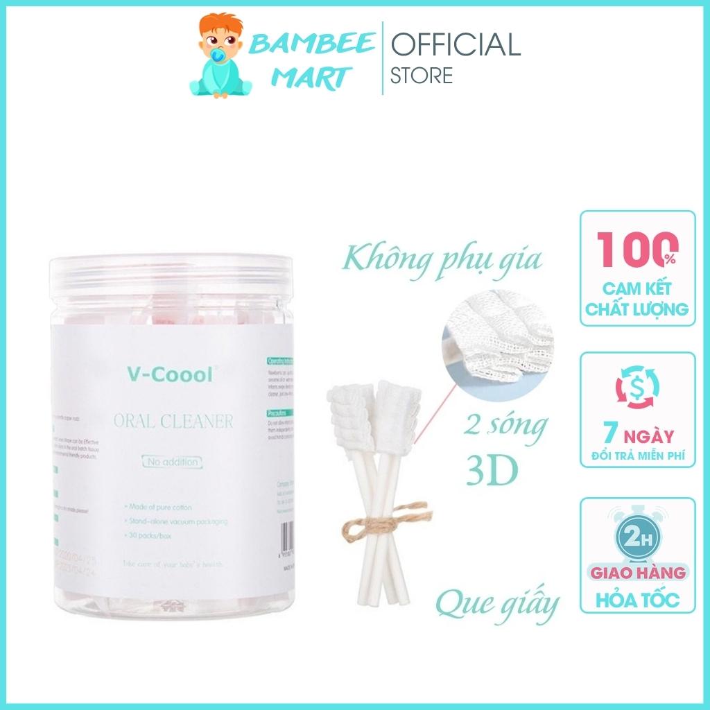 Rơ lưỡi vệ sinh cho bé Tưa lưỡi V-cool que giấy gạc 2 lớp xoắn 3D  RL03 BamBee Mart