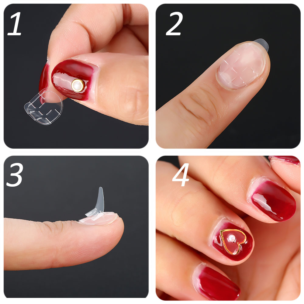 Set 10 Tờ Băng Keo Hai Mặt Trong Suốt Dán Móng Tay Giả Cho Nữ