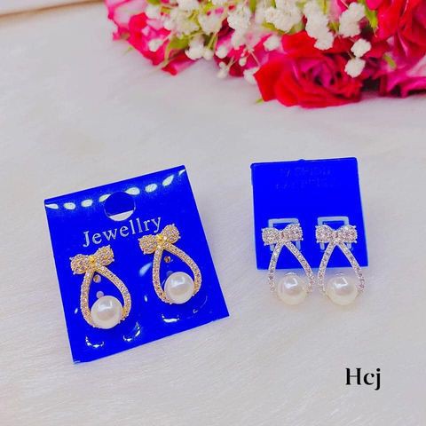 BÔNG TAI BẠC - NỤ BẠC GẮN NGỌC TRAI NHÂN TẠO - KHUYÊN TAI NỮ