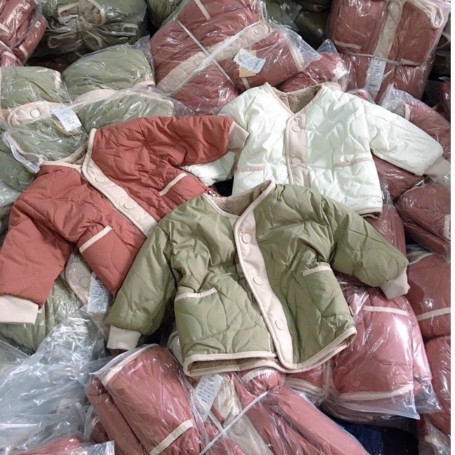 Áo khoác phao lót lông mặc được cả 2 mặt chất siêu đẹp phong cách Hàn Quốc 9 - 23kg - Sẵn Hàng