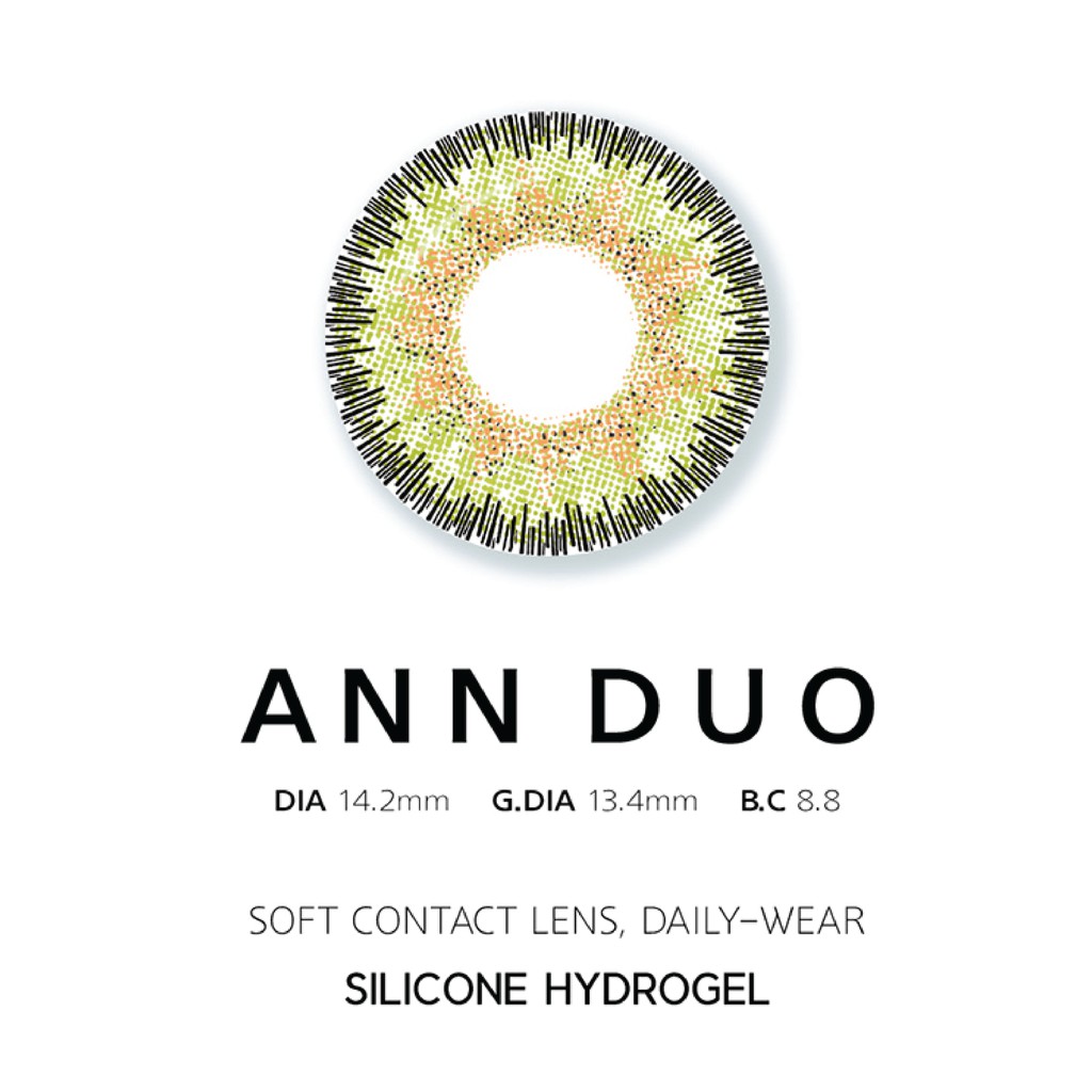 [𝗠𝗼𝗻𝘁𝗵𝗹𝘆 𝗹𝗲𝗻𝘀] 1 Cặp Kính Áp Tròng Cận Thị Màu Xanh Lá Ann Duo ANN365 Chống Tia UV