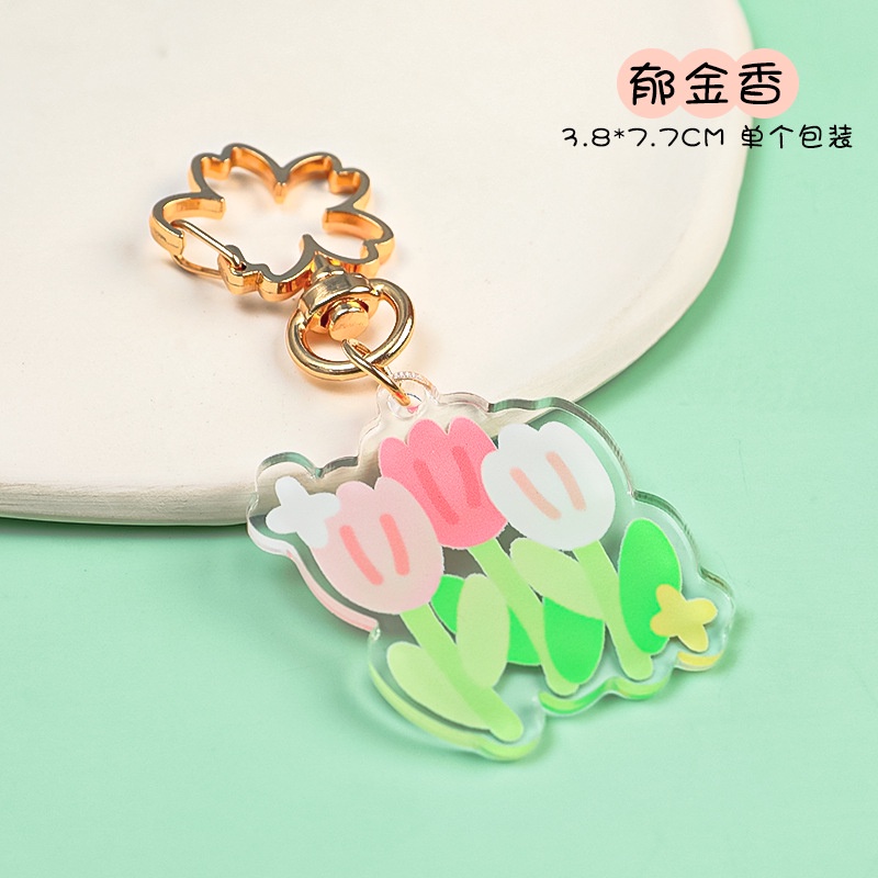 Móc Khóa Nhựa Acrylic Hình Hoa Xinh Xắn