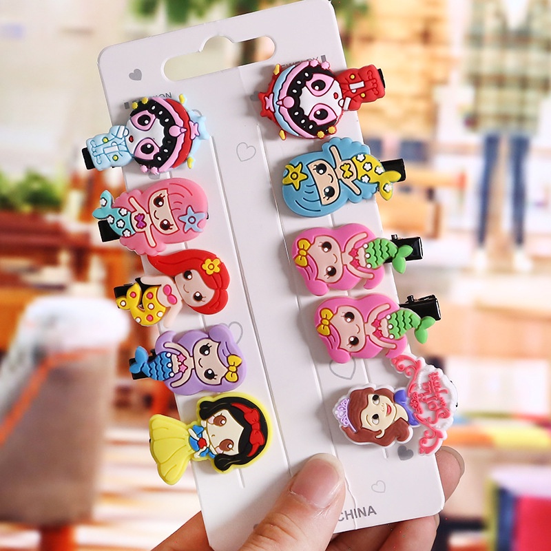 Bộ 10 kẹp tóc hình kỳ lân kiểu dáng đáng yêu cho bé