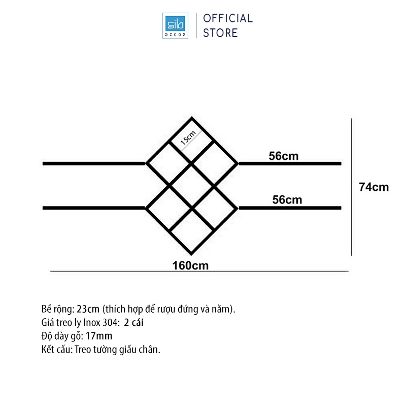Kệ Vang Treo Tường Giấu Chân Đơn Giản SIB DECOR  - KR09