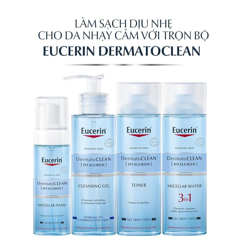 Gel Rửa Mặt Eucerin Làm Sạch Dịu Nhẹ Da Nhạy Cảm DermatoCLEAN Hyaluron Cleansing Gel 200ml