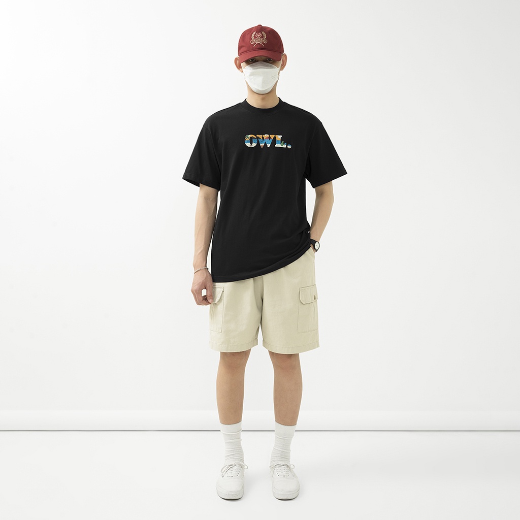 OWL BRAND® ISLAND TEE - Áo thun nam hoạ tiết in chữ / Đen