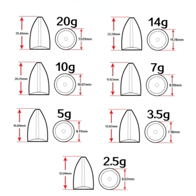 10 Chì Câu Cá Bằng Chì Trọng Lượng Hình Viên Đạn