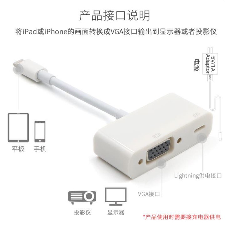 Đầu Chuyển Đổi Cổng Lightning Sang Vga Cho Apple