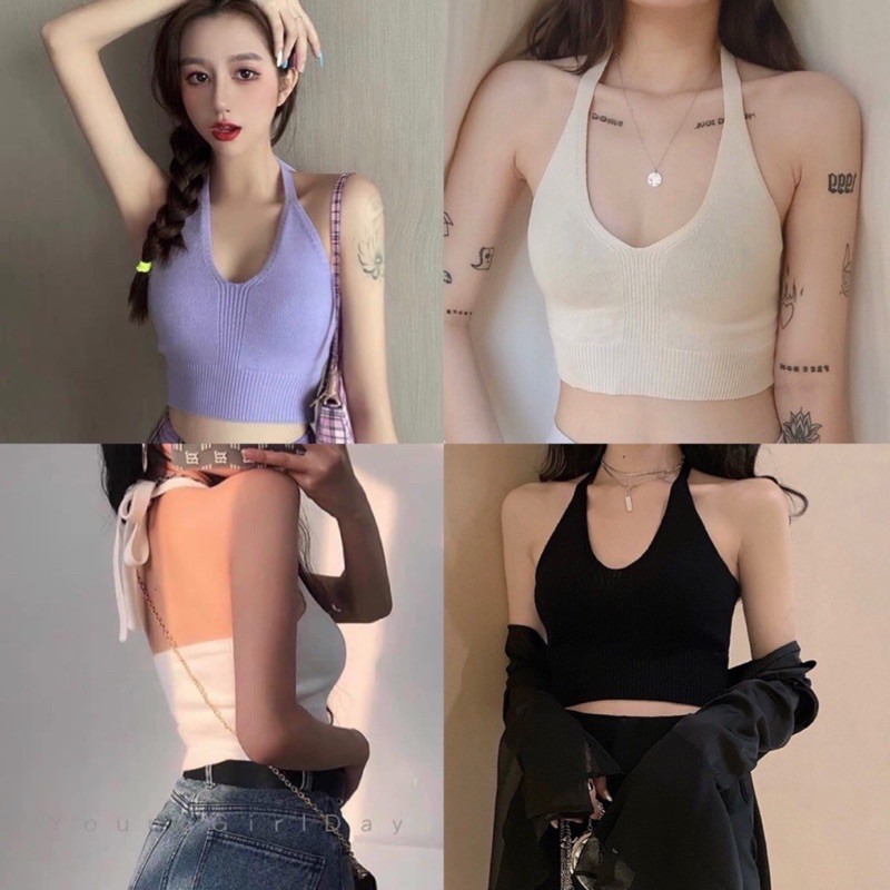 [Có sẵn] Áo croptop yếm cột nơ | BigBuy360 - bigbuy360.vn