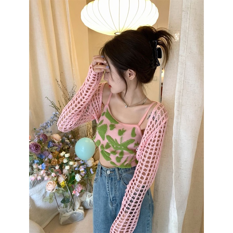 [MURIOKI] Set Áo Hai Dây + Áo Khoác Cardigan Phong Cách Mới 2022 Cho Bé Gái