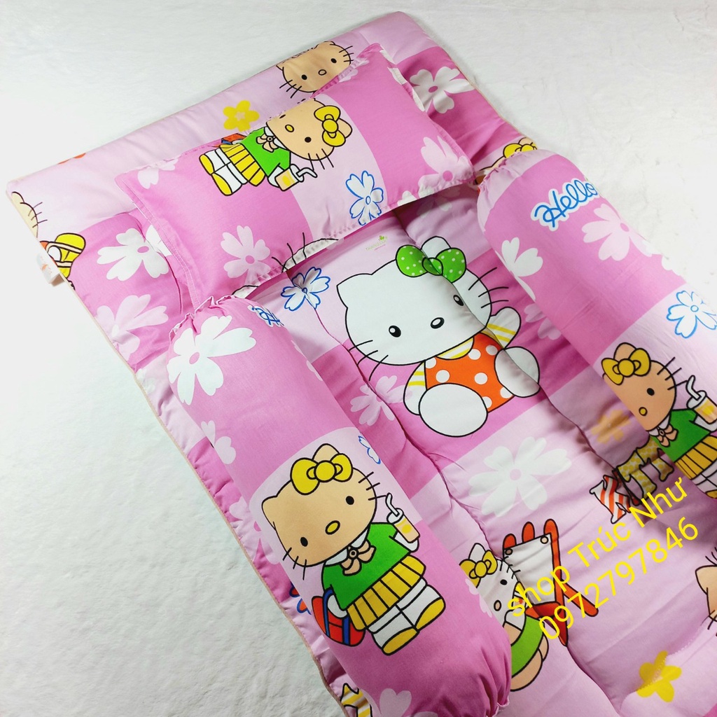 Bộ nệm gối em bé 4 món lót cũi thương hiệu Kimhome 0 đến 2 tuổi.