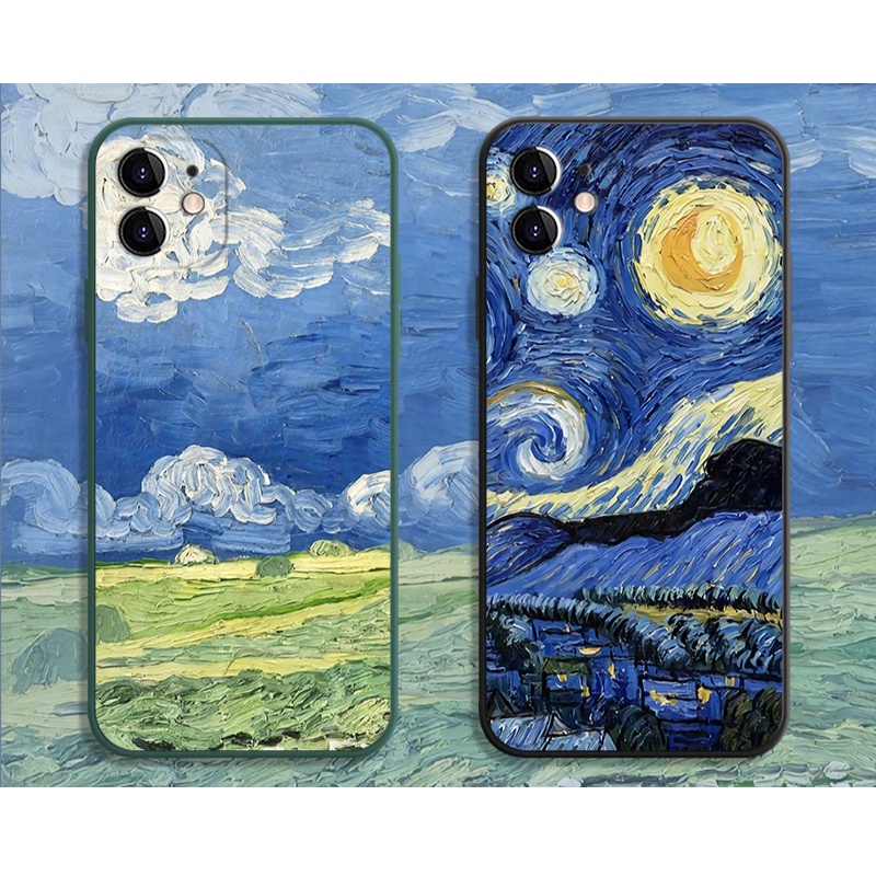 Ốp điện thoại chống sốc in hình tranh sơn dầu cho iPhone 11 pro max 7 plus 8 XR XS max 12 pro 13 mini 6 6S plus SE 5