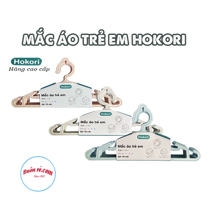 Set 10 móc treo quần áo trẻ em Hokori cao cấp (2830) nhựa Việt Nhật -Mắc nhũ treo quần áo, móc phơi đồ  -Buôn rẻ 01461