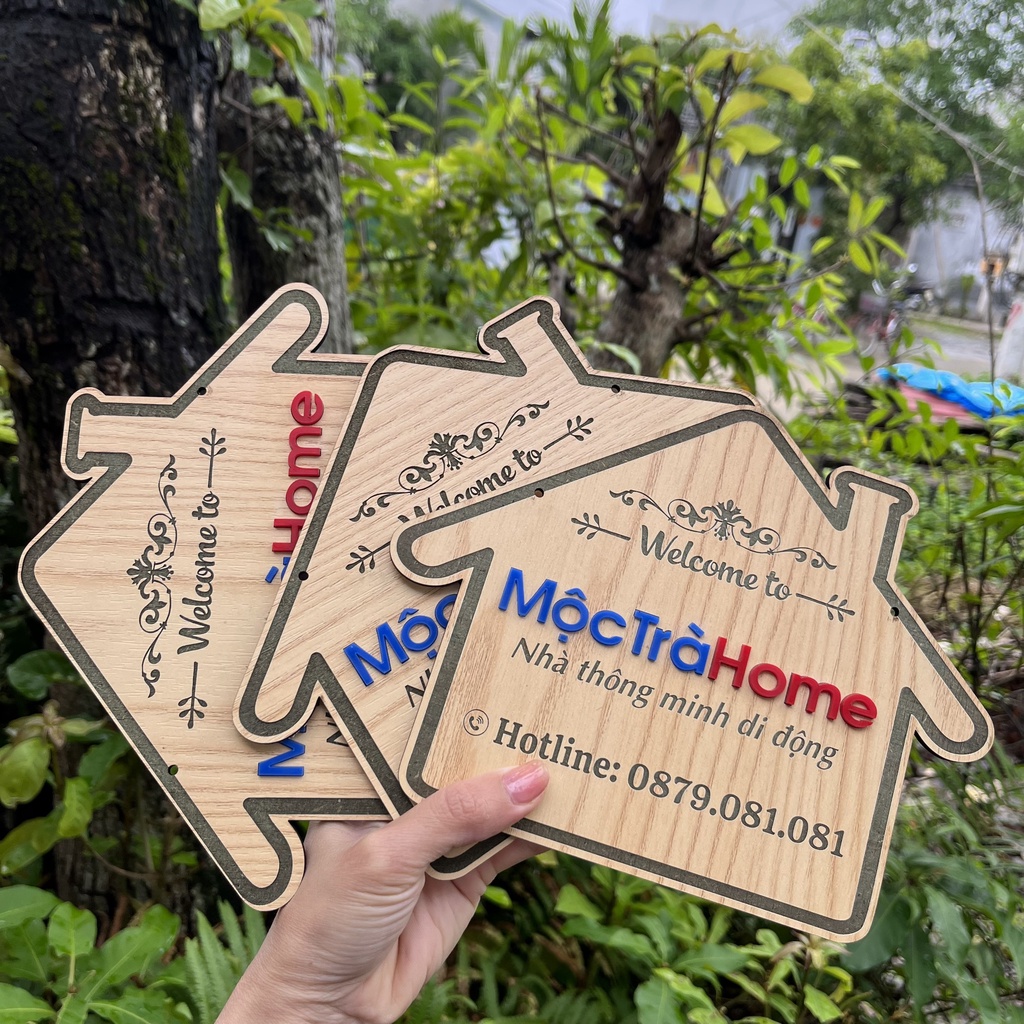 Bảng hiệu hình ngôi nhà, Bảng decor cửa hàng , trang trí shop,  khắc tên theo yêu cầu