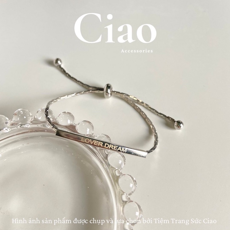 [HOẢ TỐC 1H] Vòng tay/ Lắc tay titan không gỉ thiết kế hoạ tiết chữ đơn giản Lover Dream Ciao