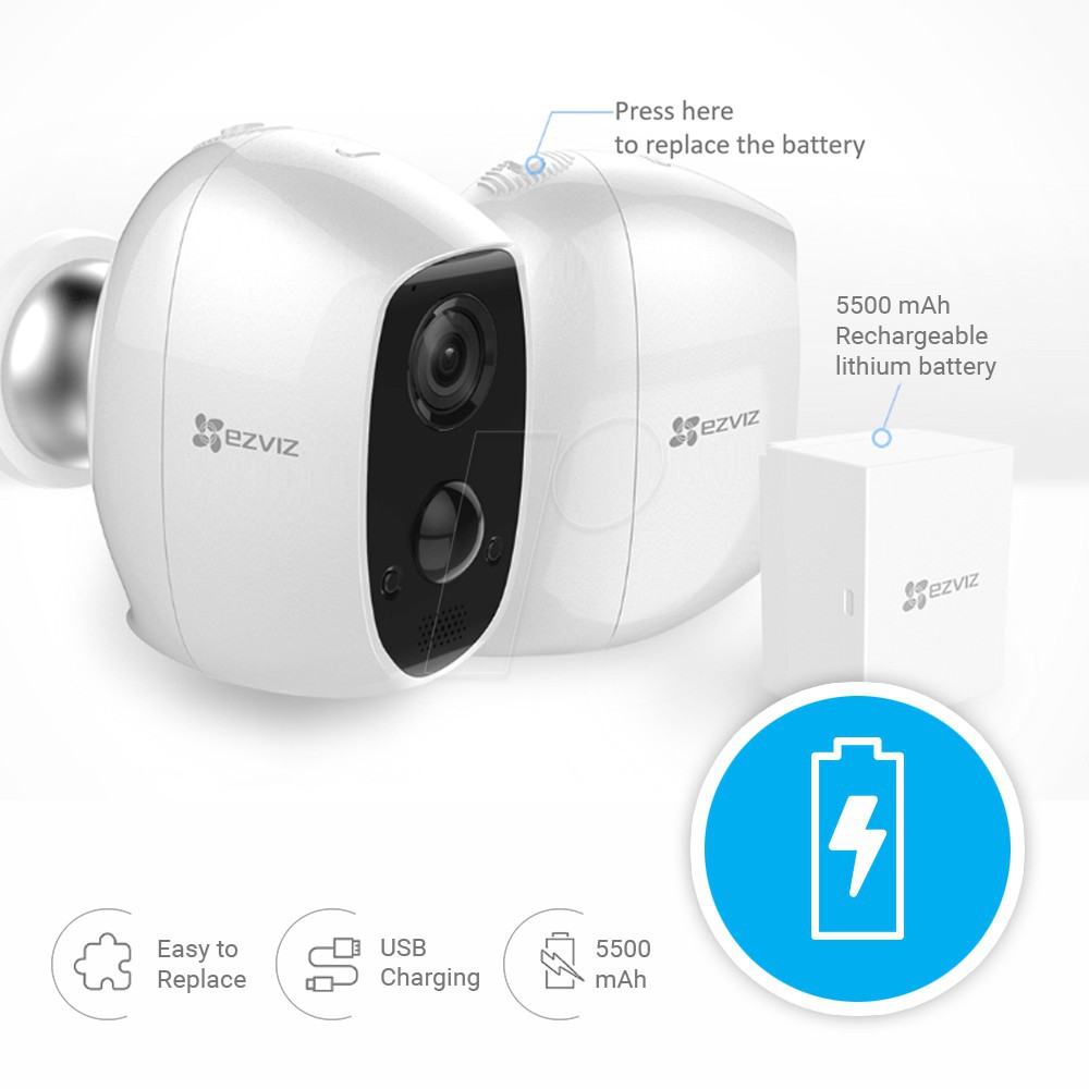 {Giá Hủy Diệt} Camera wifi không dây dùng pin 2MP EZVIZ CS-C3A-A0-1C2WPMFBR - hàng chính hãng .