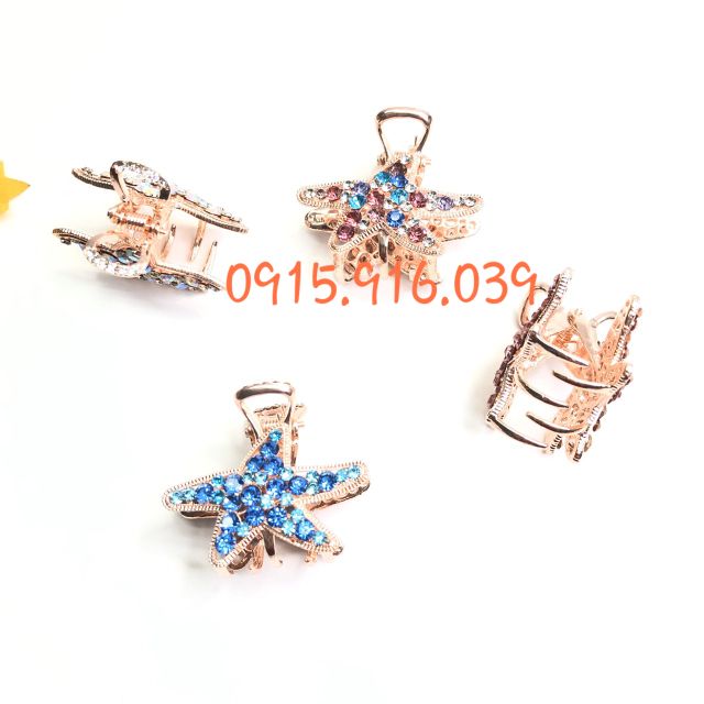 Kẹp Tóc Ngôi Sao Đính Cườm, Kẹp Kim Loại Màu Vàng