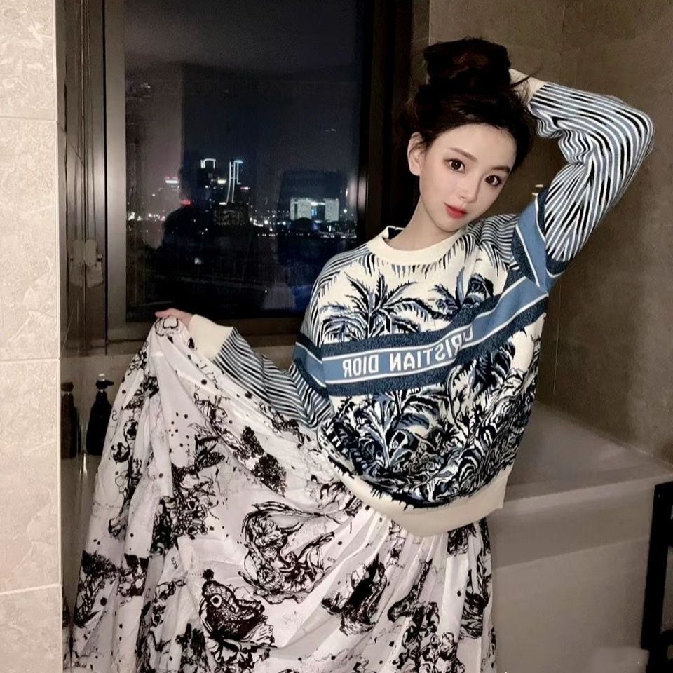 Hàng Có Sẵn!Điên thật!Áo Khoác cardigan Dệt Kim Dáng Rộng Cổ Chữ v Thiết Kế Mới Thời Trang