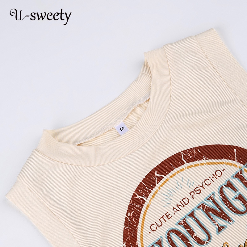 Áo Tank Top Ôm Dáng Co Giãn In Chữ Thời Trang Cho Nữ