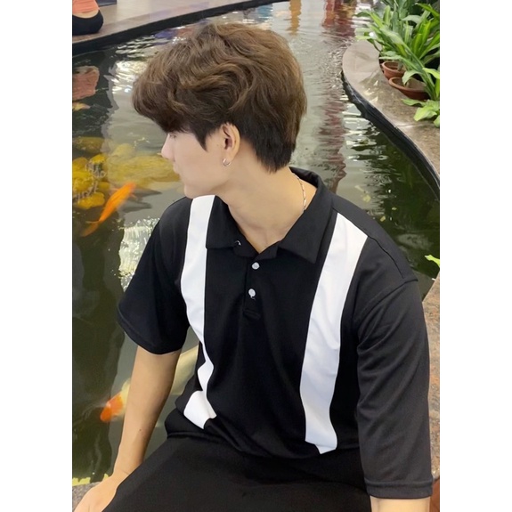 Áo Thun Polo Nam Phối Sọc Trắng Vải Cá Sấu Premium Mr Smile 99 Shop