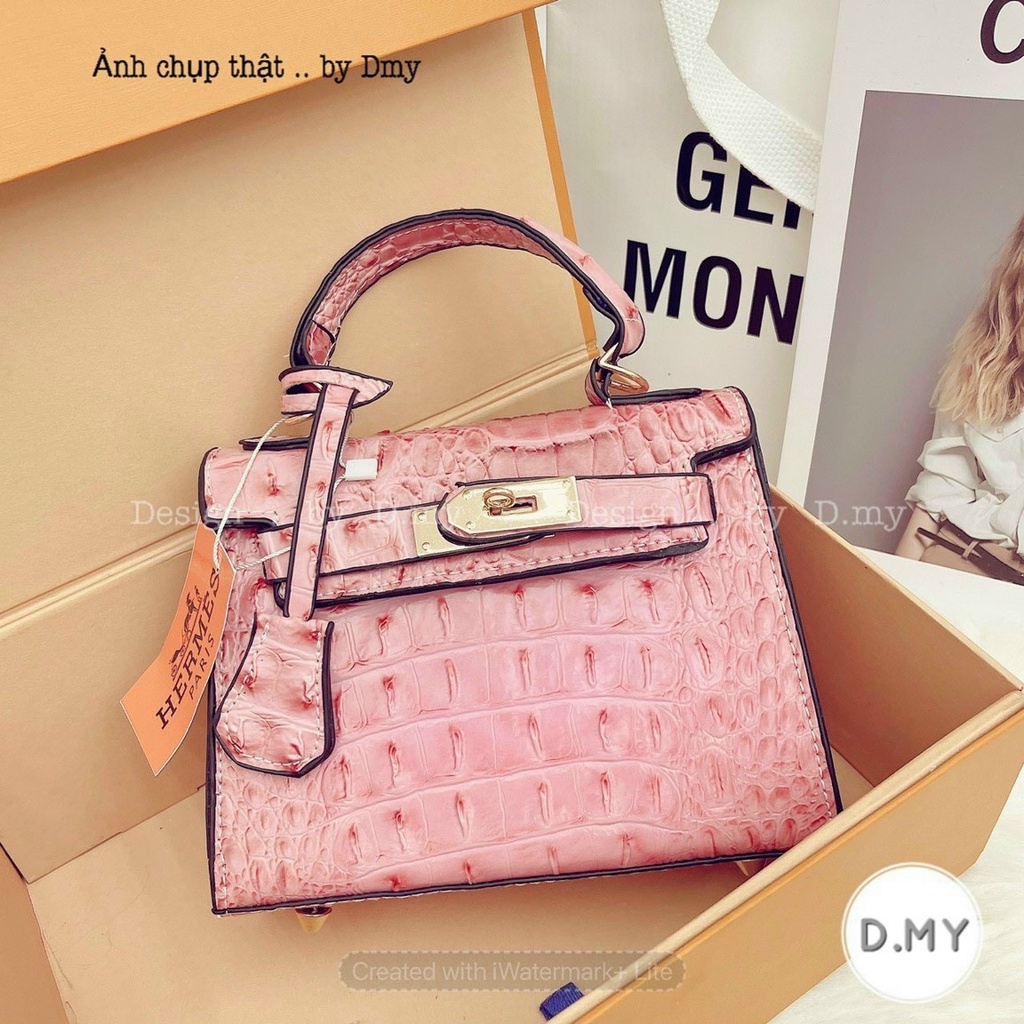 TÚI XÁCH SIZE 22 DA CÁ SẤU VỀ 3 MÀU: ĐEN, HỒNG ,GHI XÁM