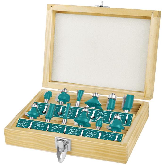 BỘ MŨI PHAY GỖ 6mm 12 CHI TIẾT TOTAL TACSR0121