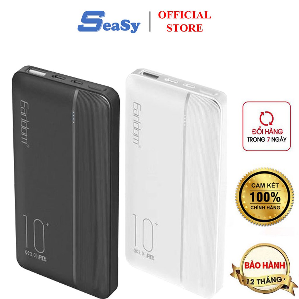 Pin sạc dự phòng 10.000 mAh Earldom PD08, 2 cổng vào Micro và Type C, công nghệ sạc nhanh QC 3.0