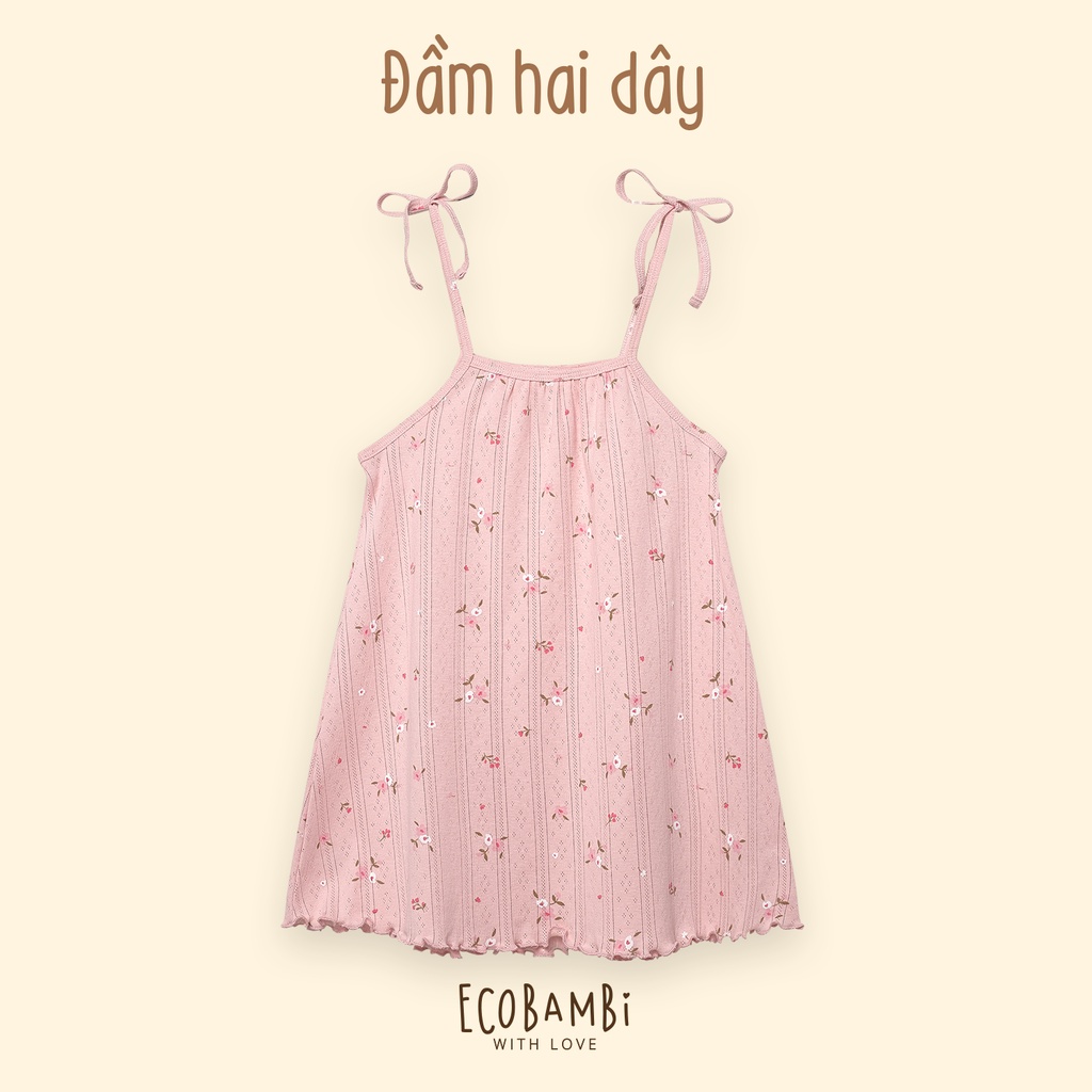 Đầm 2 dây chất thun thông hơi cotton Hàn Quốc kiểu dệt Jacquard in hoa bé gái Ecobambi