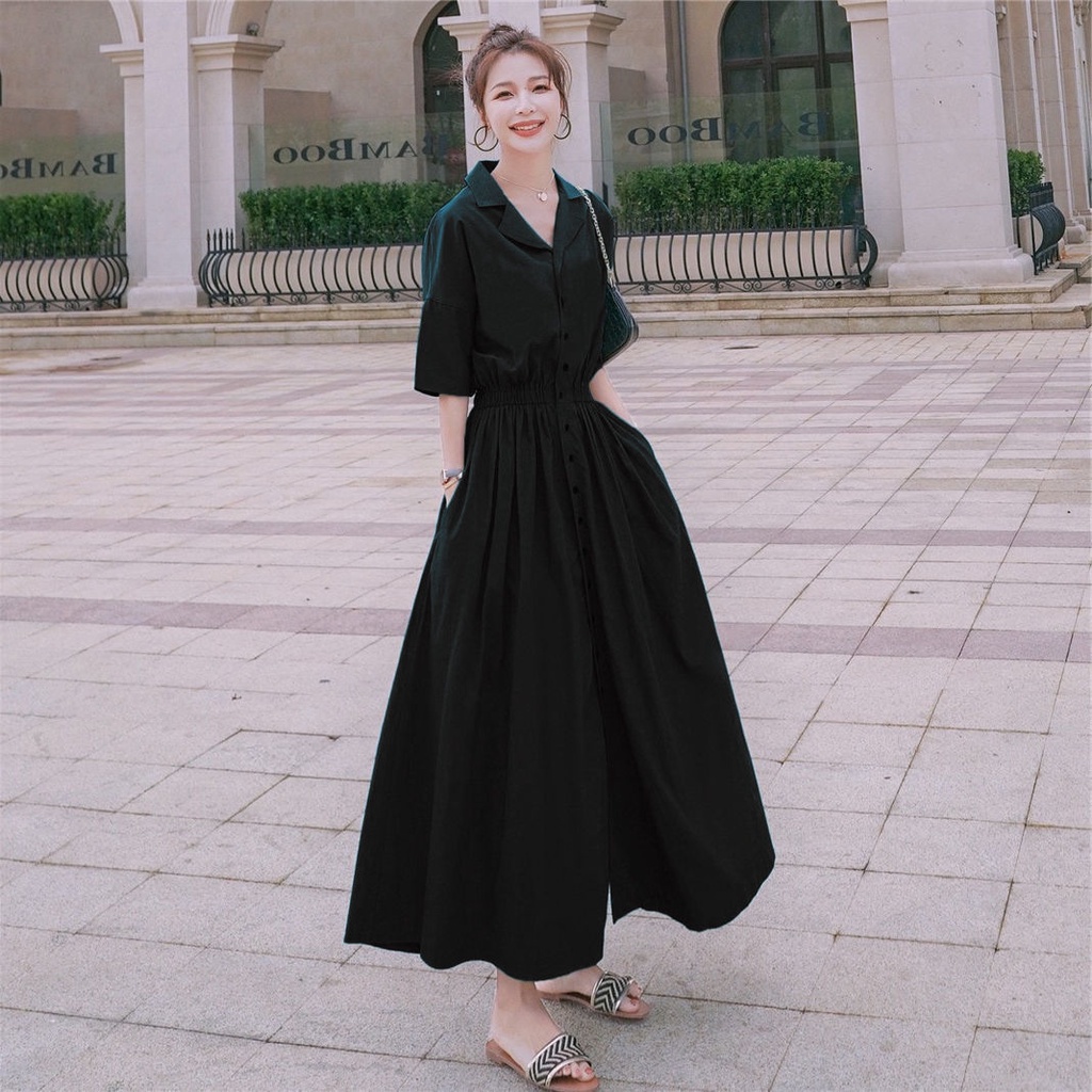 Bộ đồ mới vào mùa hè 2024  Đầm Chiffon Dáng Dài Lưng Cao Màu Xanh Lá Đậm Phong Cách Pháp Cổ Điển Thời Trang Cho Nữ v   váy hàn quốc là gầy váy dài