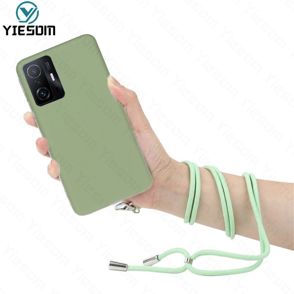Ốp Điện Thoại TPU Màu Kẹo Có Dây Đeo Cổ Cho Xiaomi Mi 12 11T 11 Lite 10T Pro
