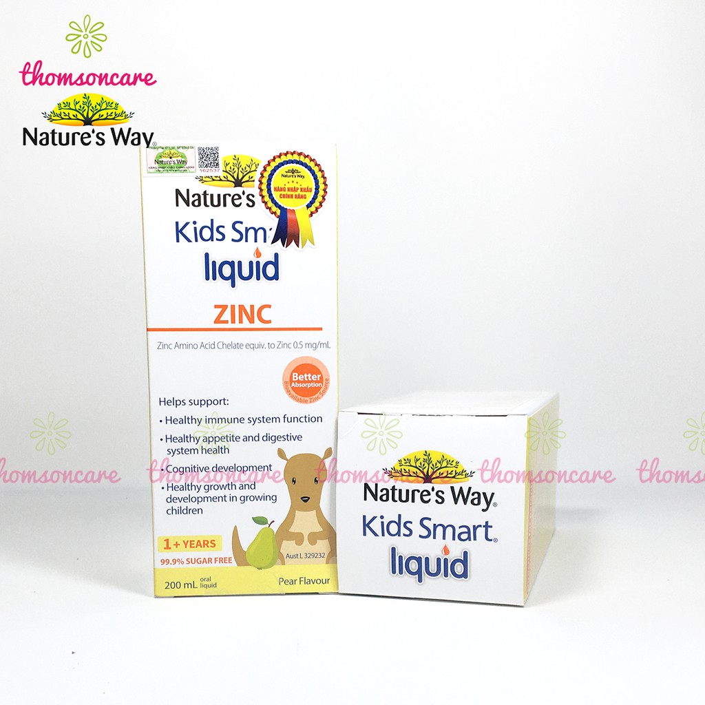 Siro bổ sung kẽm cho bé, nhập khẩu từ Úc Nature Way Kids Smart  Zinc chai 200ml trẻ giảm biếng ăn, tiêu hóa tốt