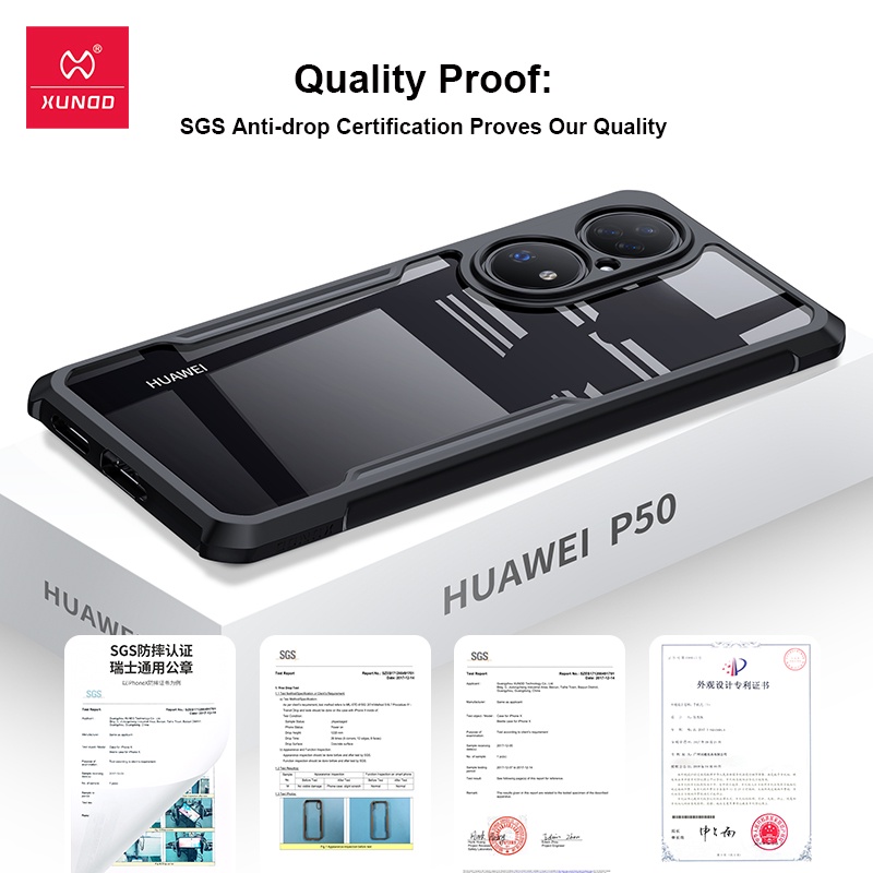 Ốp điện thoại XUNDD trong suốt đơn giản túi khí chống sốc cho Huawei P50E