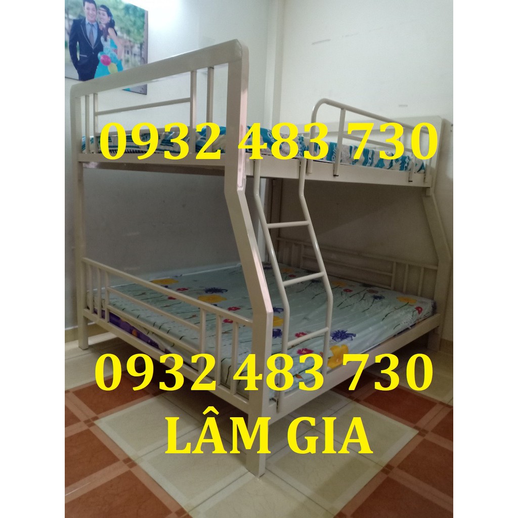 Giường sắt hộp 2 tầng cao cấp kích thước ngang 1m2x1m6x2m - sắt dày chắc chắn