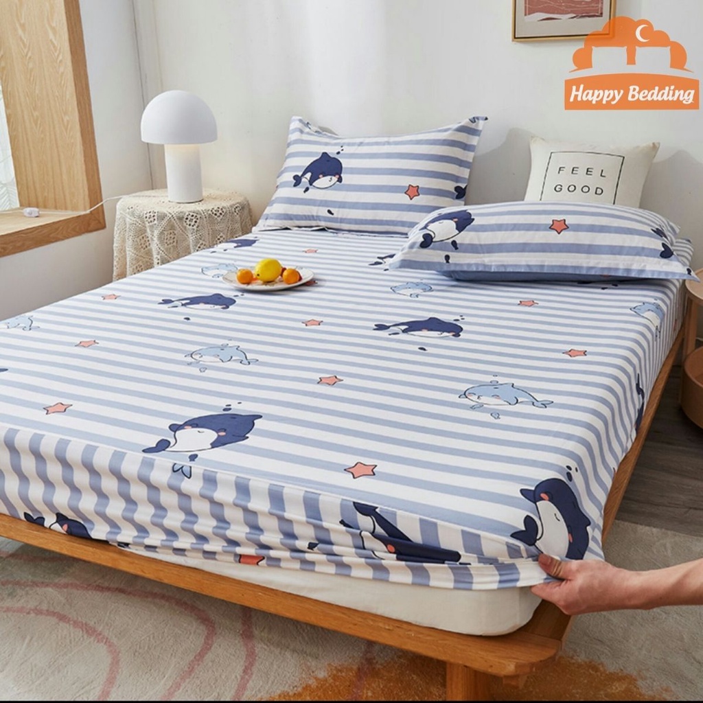 Ga giường, drap nệm kí túc xá cotton poly ga trải giường, ga nệm bốn mùa nhiều họa tiết Happy Home