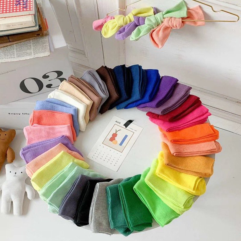 Tất, Vớ Cotton Cao Cổ Màu Trơn Đơn Giản Trendy Unisex