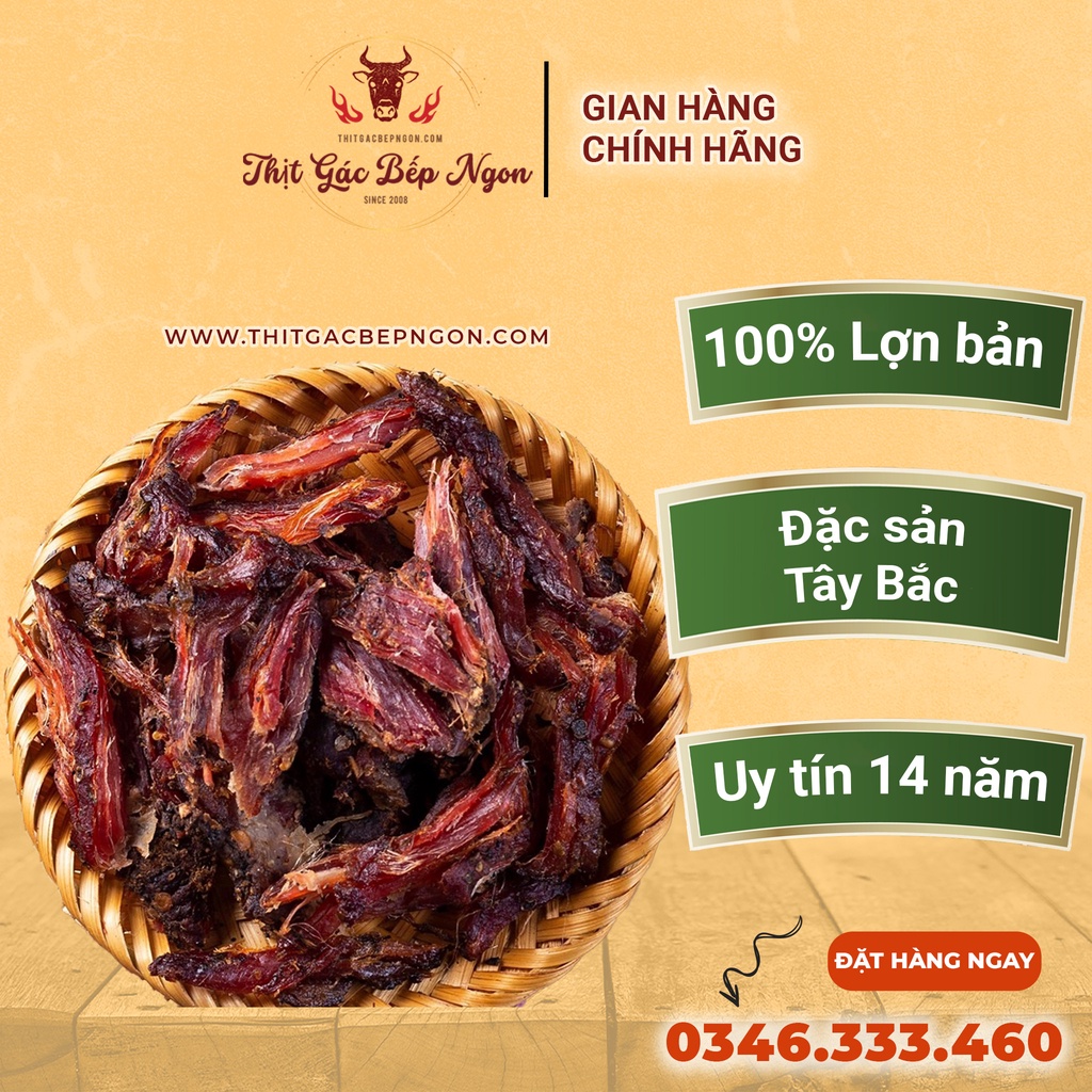 Thịt Lợn gác bếp hương vị đặc trưng Tây Bắc siêu ngon thơm lừng chuẩn vị đặc sản vùng cao gói 1KG