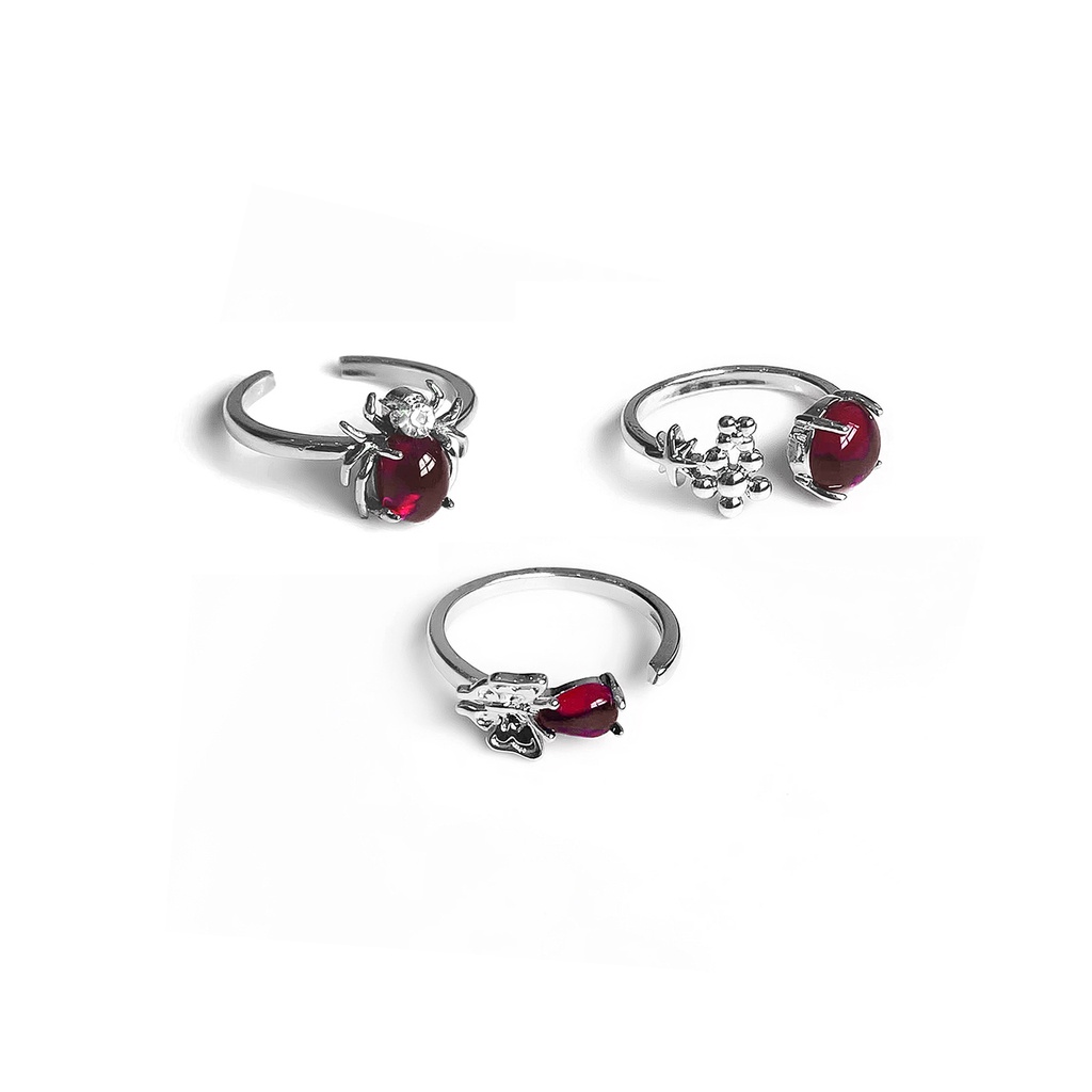 Nhẫn Đính Đá Ruby Phong Cách Hàn Quốc Cá Tính