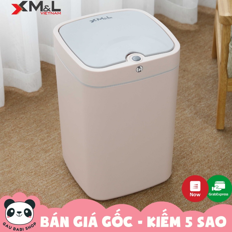 FREE SHIP !!! Thùng rác tự động cảm ứng thông minh 18 lít M&amp;L màu hồng - Bảo hành 12 tháng